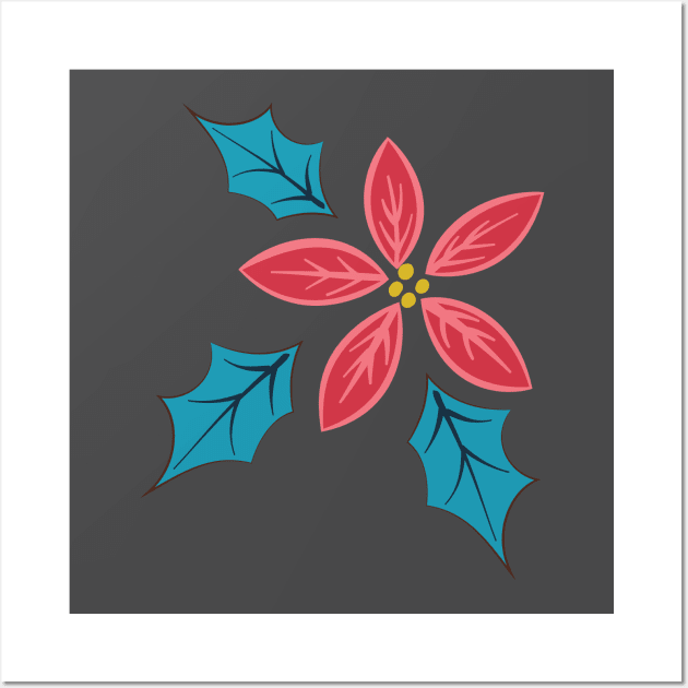 Poinsettia Holly Splash Wall Art by SWON Design